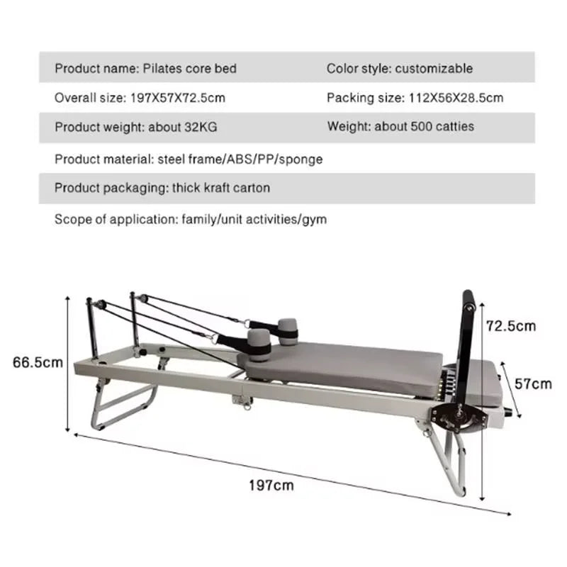 Reformer Air aluminium - dimensions ouvert et plié